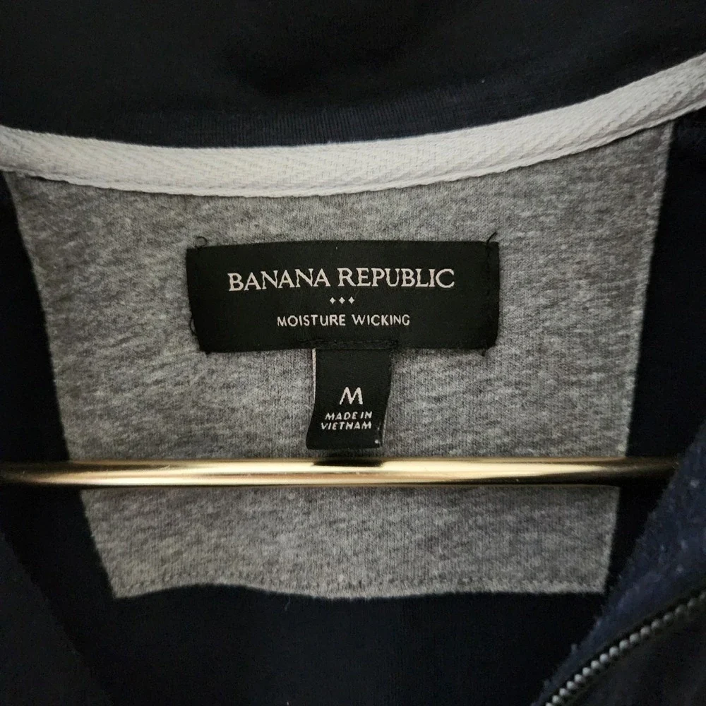 Banana Republic Mens Navy Blue Moisture Wicking Quarter‎ Zip Pullover Sweater M